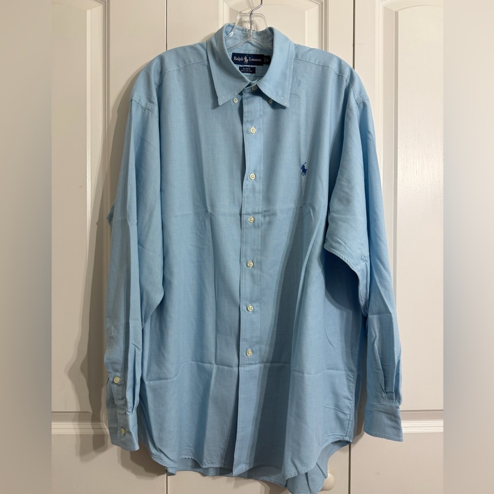 Ralph Lauren Men's BLAKE 100% Cotton Sky Blue Button-Down Dress Shirt Size L